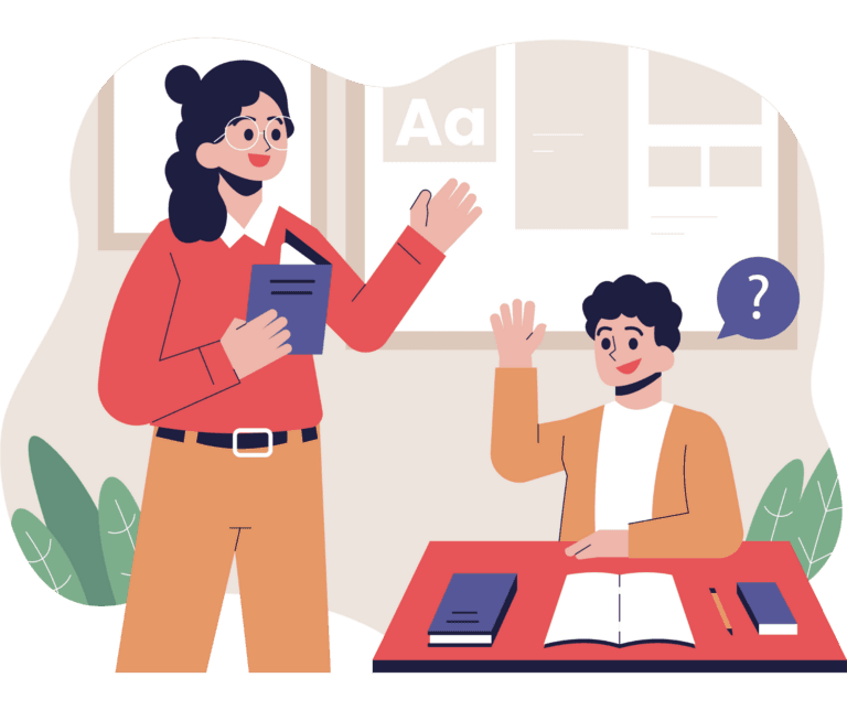 Uma professora explicando, design vetorial - Agência doco