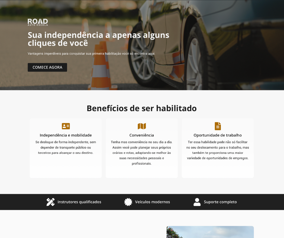 Imagem - Site Institucional Auto Escola Road - Agencia doco