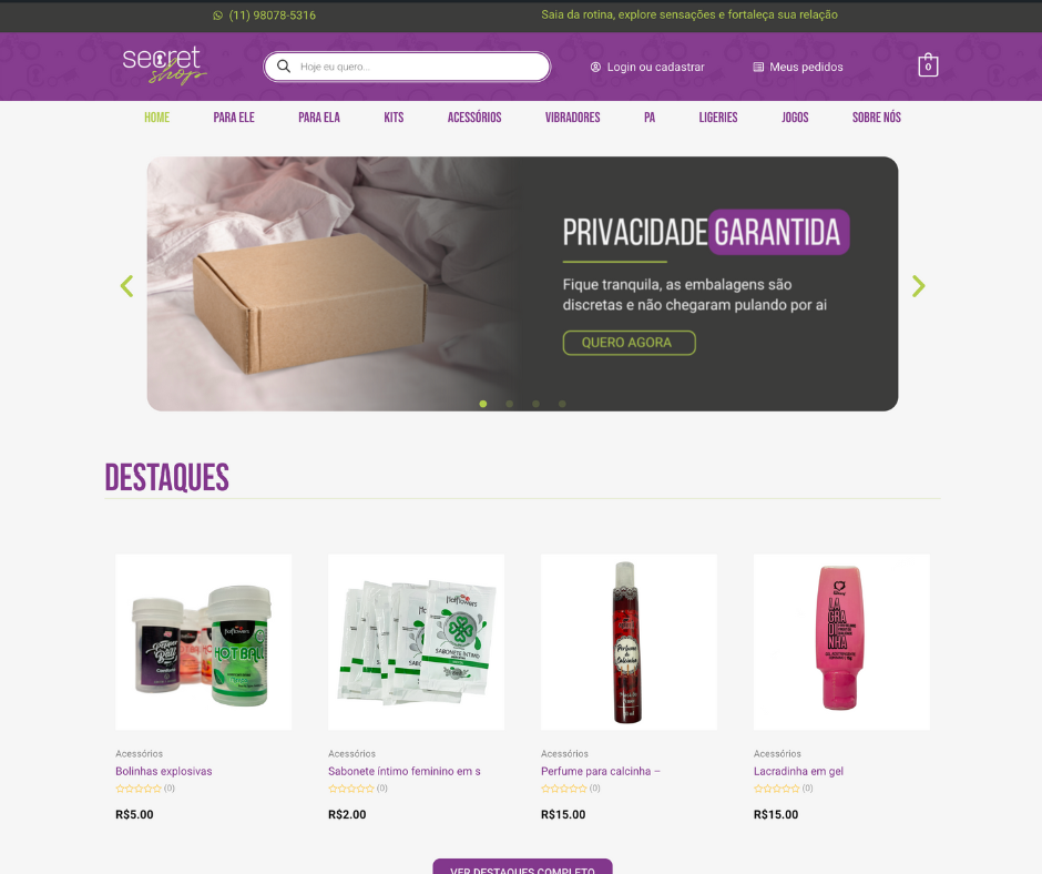 Imagem - Ecommerce - Secret Shop